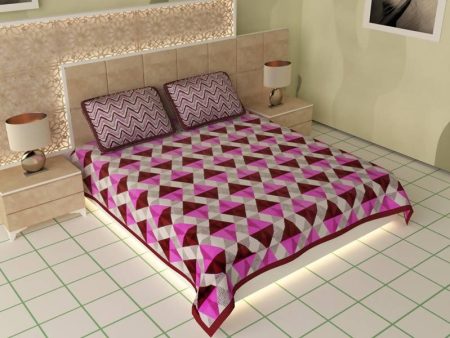 Vamika Printed Cotton Multicolor Bedsheet With Pillow Covers (LEOC_4_PINK) Supply