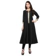 Ahalyaa Women s Black And Gold Anarkali For Festive And Party Wear Discount