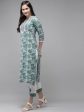 Yufta Green Hand Block Printed Kurta with Trouser and Dupatta Online