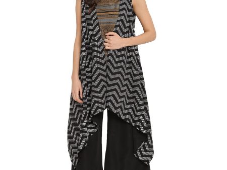 Ahalyaa Black Tunic With Attached Shrug For Cheap