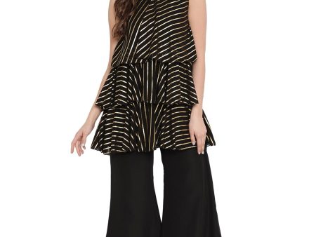 Ahalyaa Crepe Foil Printed Top With Plazzo For Cheap