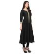 Ahalyaa Women s Black And Gold Anarkali For Festive And Party Wear Discount