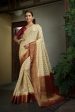 Vardha Cream White Golden Zari Banarasi Raw Silk Saree Hot on Sale