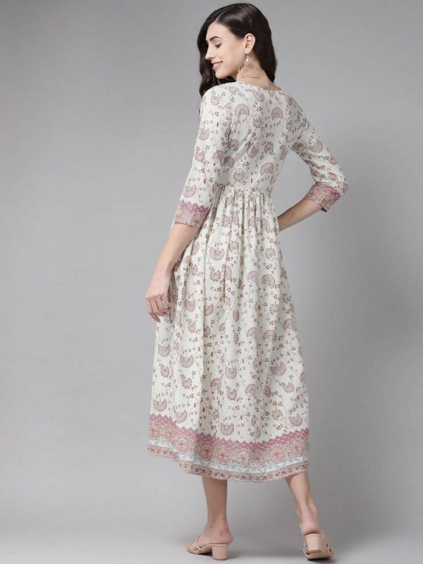 Yufta Off White Floral Ethnic Maxi Dress Cheap