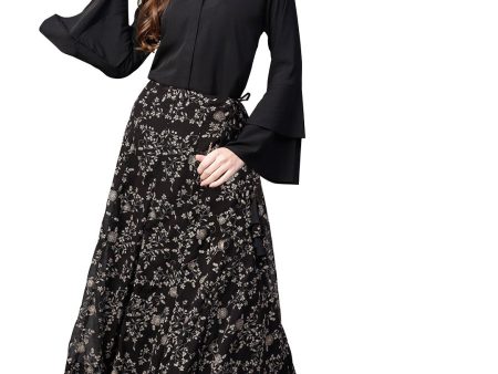 Ahalyaa Indowestern Black Shirt With Skirt Set Discount