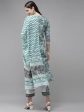 Yufta Green Hand Block Printed Kurta with Trouser and Dupatta Online