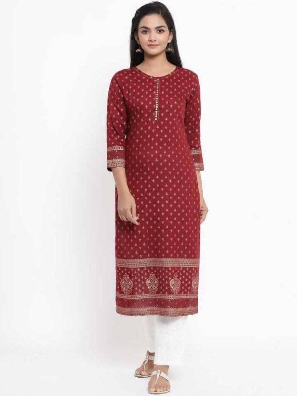 Yufta Maroon Printed Kurta Sale