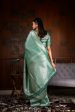 Vardha Teal Green Silver Zari Kanjeevaram Silk Saree Supply