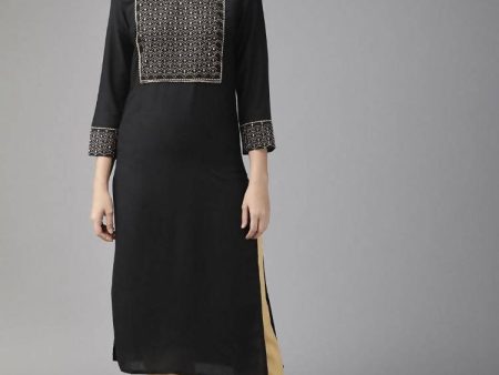 Yufta Women Black Yoke Design Kurta with Palazzo on Sale