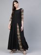 Ahalyaa Black Solid Front Slit Kurta With Palazzo Fashion