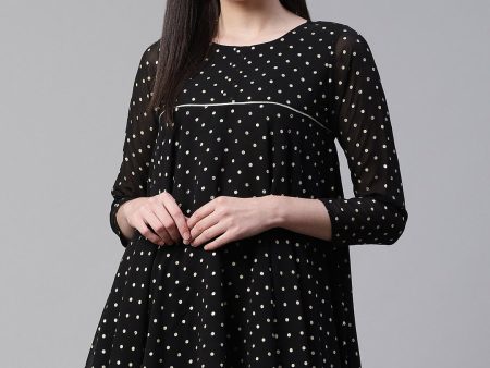 Ahalyaa Black Polka Dot Fancy Printed Tunic Online now