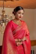 Vardha Scarlet Pink Golden Zari Kanjeevaram Silk Saree Online Sale