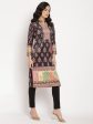 Ahalyaa Women s Black Color Digital Print Velvet Kurta Online