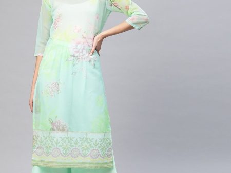 Ahalyaa Women Pastel Floral Summer Kurta Cheap