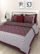 Vamika Printed Cotton White & Red Bedsheet With Pillow Covers (LEOC_CHUN_MR) Online Sale