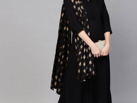 Yufta Women Black Solid Kurta with Palazzo & Dupatta Discount