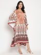 Ahalyaa Women s Beige Color Digital Print Velvet Kaftan Discount