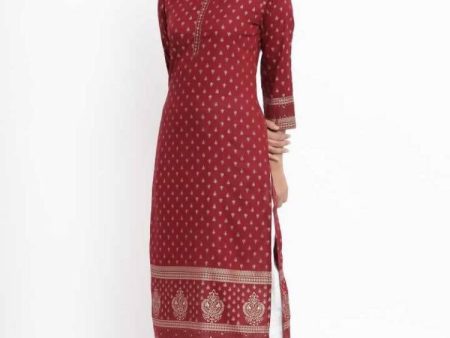 Yufta Maroon Printed Kurta Sale