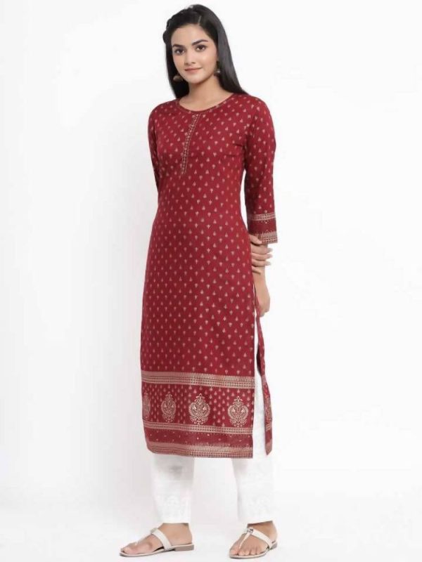 Yufta Maroon Printed Kurta Sale