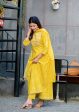 Yufta Women Yellow Handblock Printed Kurti And Trouser With Dupatta Hot on Sale