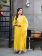 Yufta Women Yellow Handblock Printed Kurti And Trouser With Dupatta Hot on Sale