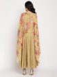 Ahalyaa Women s Mustard Color Velvet Kurta With Attached Printed Dupatta Online now