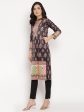 Ahalyaa Women s Black Color Digital Print Velvet Kurta Online