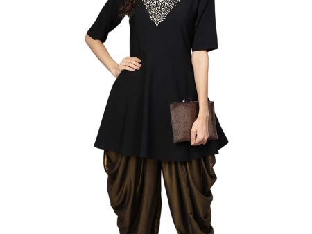 Ahalyaa Black A-line Crepe Kurta Set Online Hot Sale