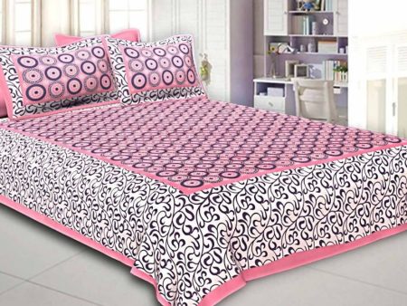 Vamika Printed Cotton Pink & Multicolor Latest Design Bedsheet With Pillow Covers (LEOC_CHKR_P) Online Sale