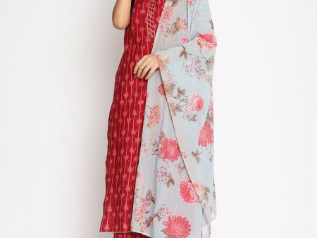 Ahalyaa Cotton Printed Kurta Plazzo With Dupatta Set Online